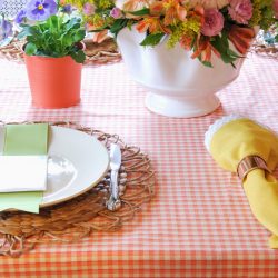 colorful garden tablescape