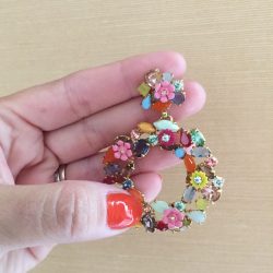 jcrew floral beaded hoop earring