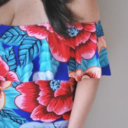 off the shoulder flower bathing suit