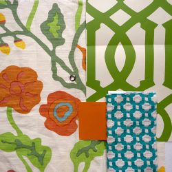 pattern play combination orange, aqua and green