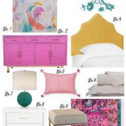 a colorful design mood board for a teen girl