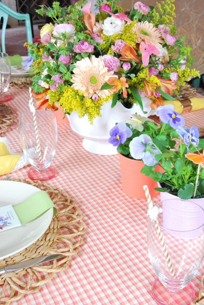 colorful spring tablescape