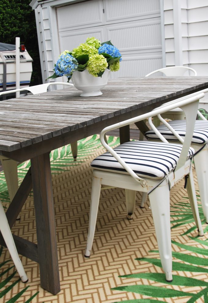 outdoor dining room table with tolix chairs