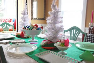 table set up for christmas exchange