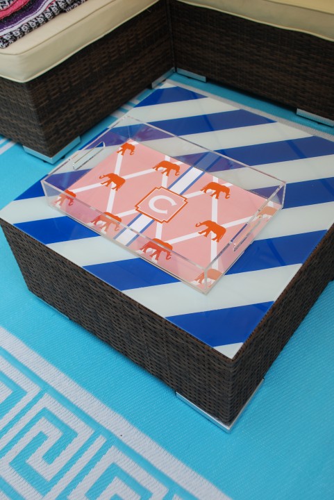 diy striped glass table top