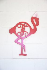 pink flamingo wood sign