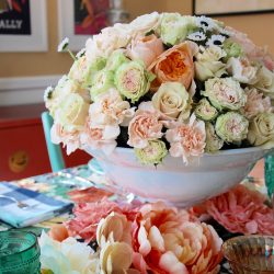 peach and cream centerpiece