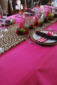 hot pink cloth tablecloth