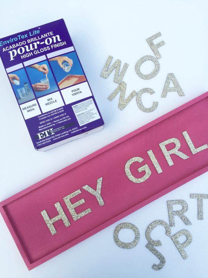 typography glitter wall hanging