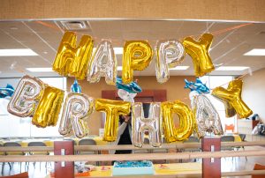 happy birthday balloon garland