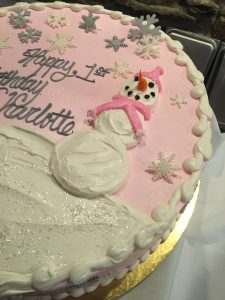 winter snowman birthday cake