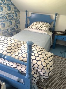 blue twin bed bedroom