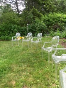 seating area with lucite chairs