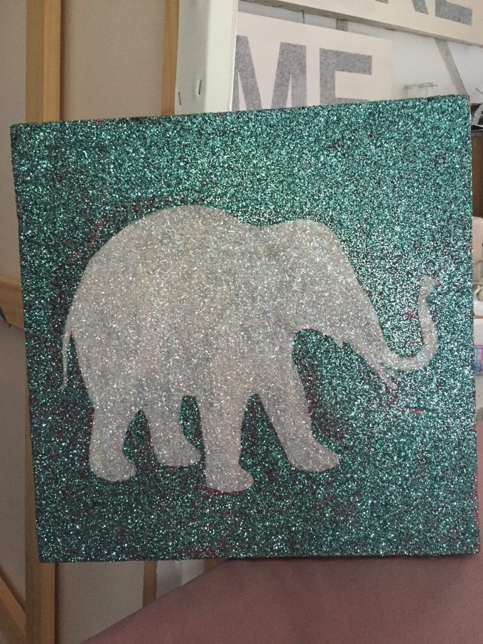 glitter elephant canvas