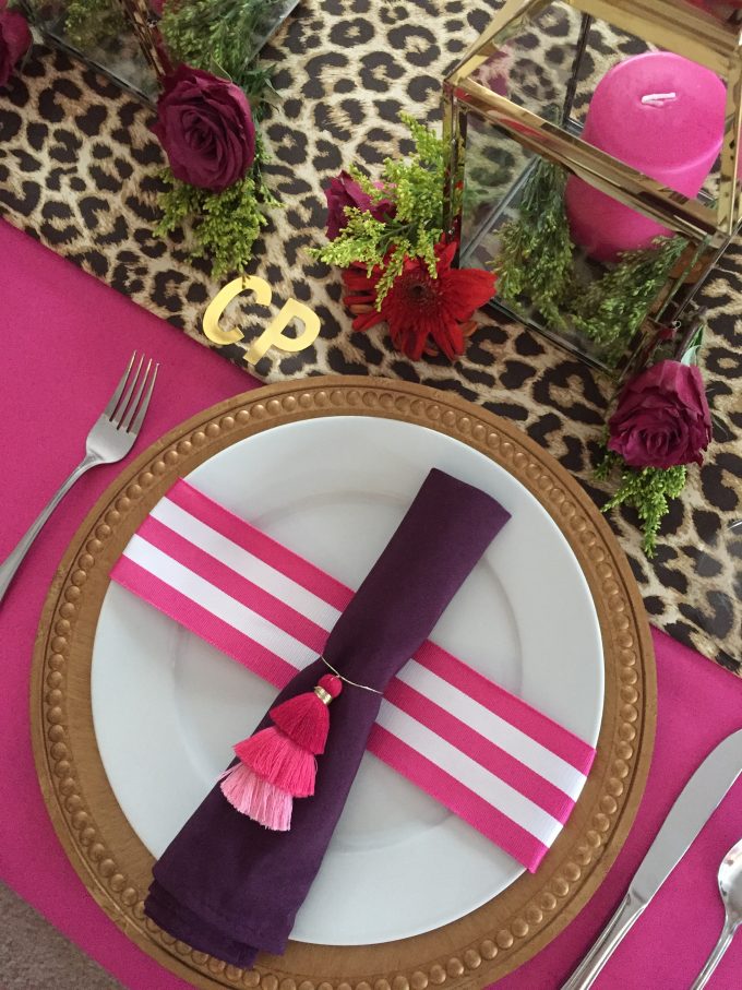 pink and plum place setting