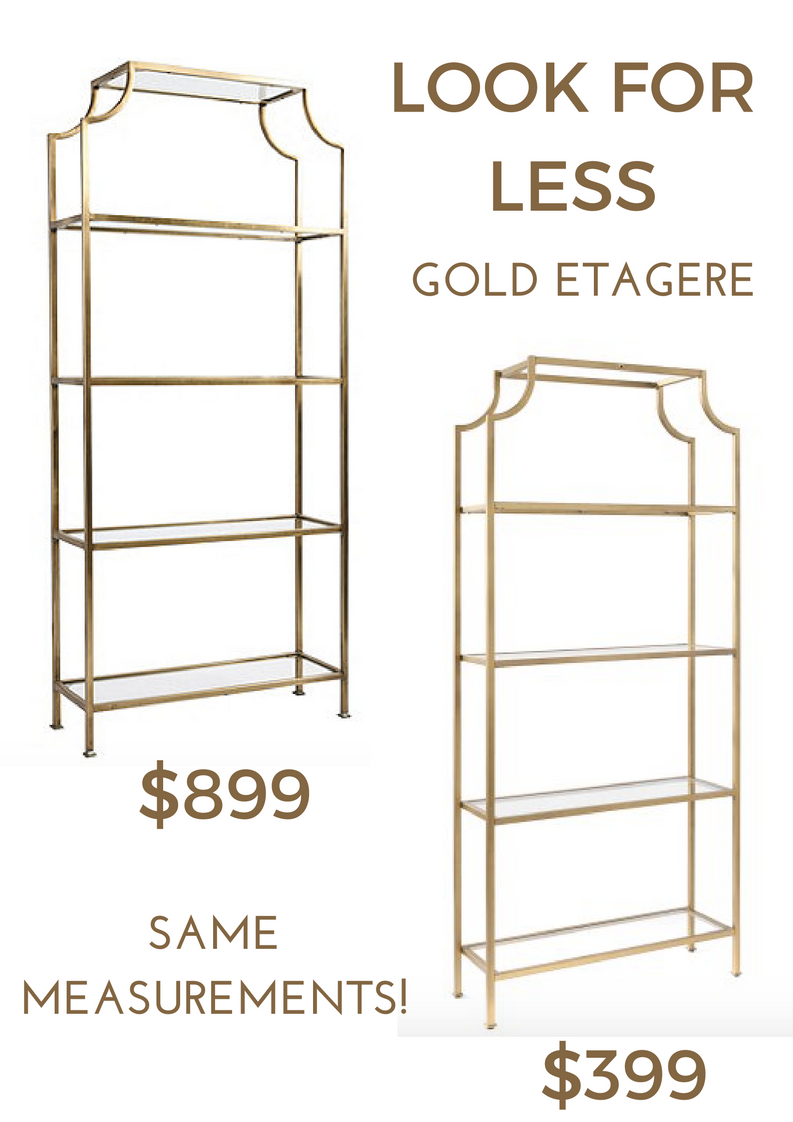 Look For Less Gold Etagere Showit Blog, Gold Etagere With Glass Shelves
