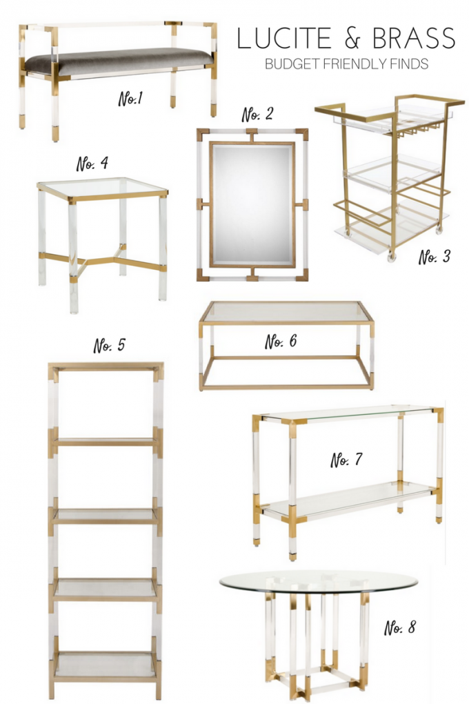lucite and brass furniture round up