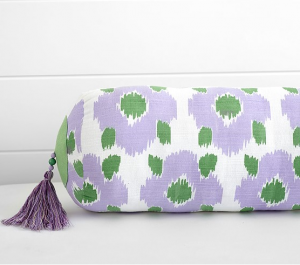 purple and green bolster pillow
