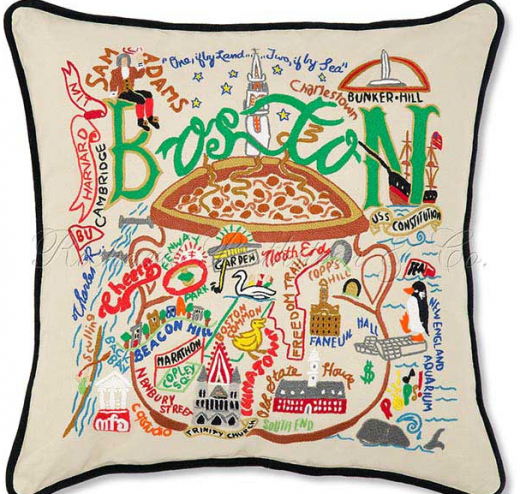 boston needlepoint pillow