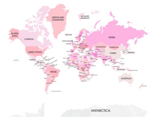 cotton candy pink world map