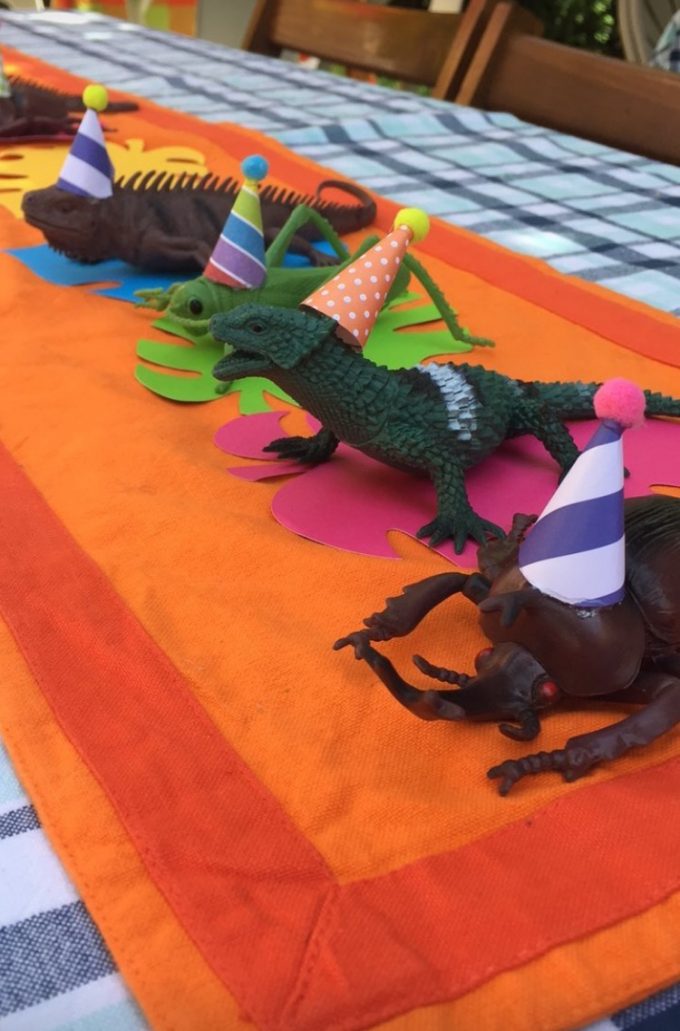 party hats on plastic toys
