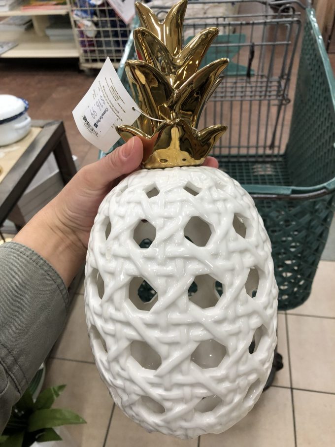 ceramic white pineapple and gold