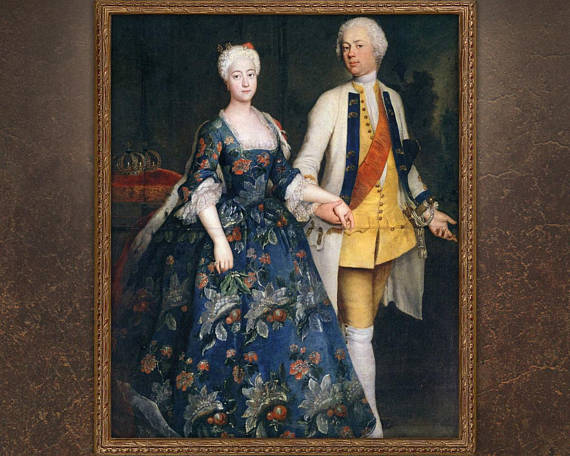 royal oil painting with a couple