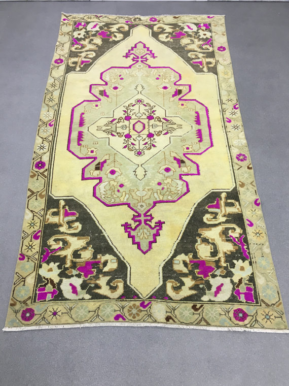 cream and pink oushak rug