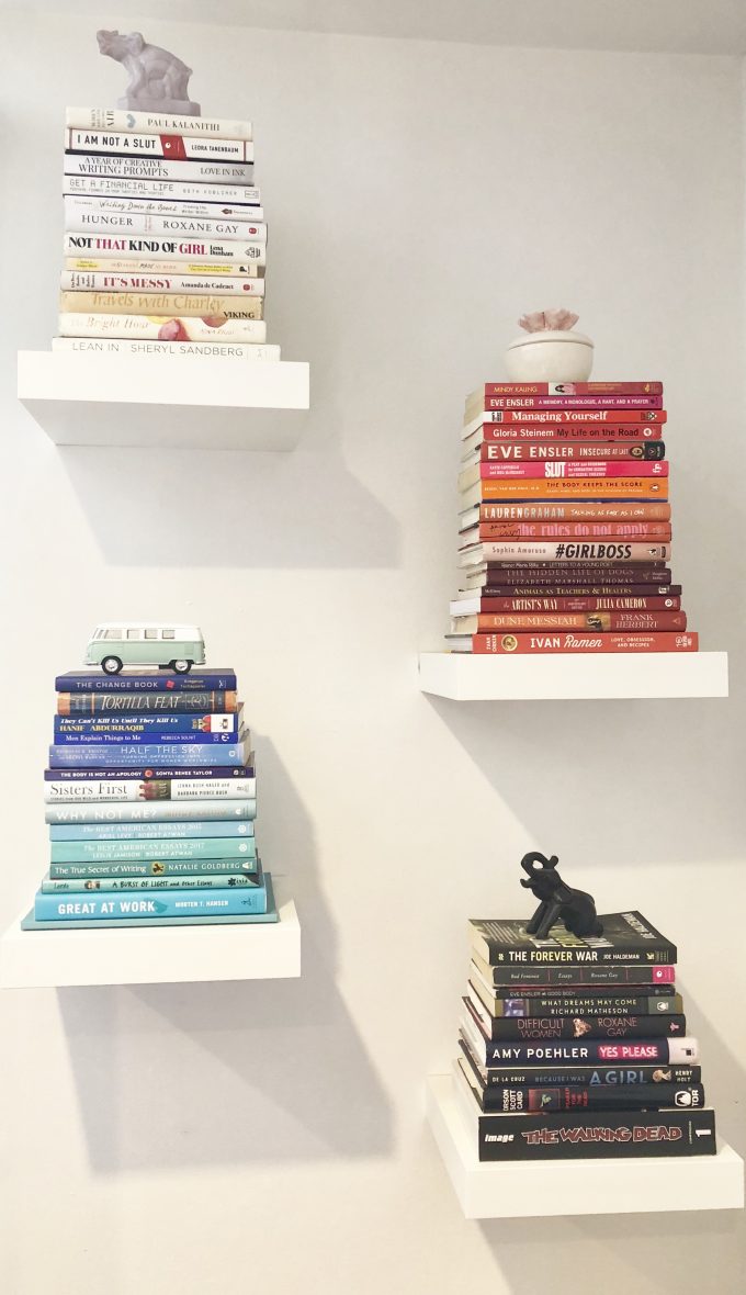 color coded bookshelf