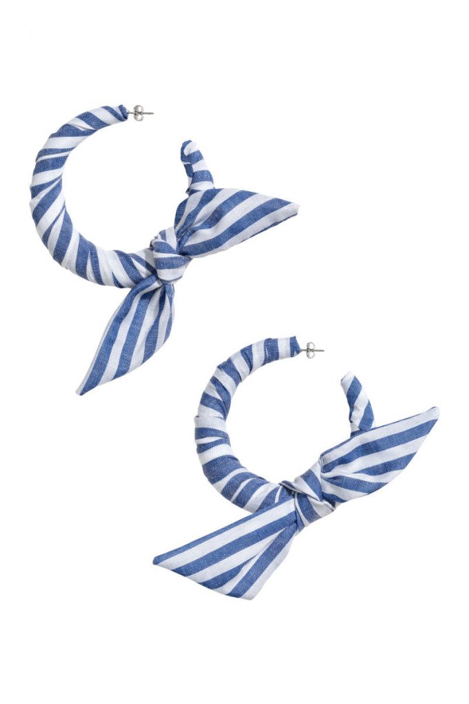 striped and bow hoop earrings