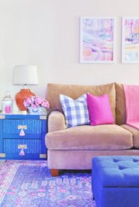 pink,purple,blue, living room
