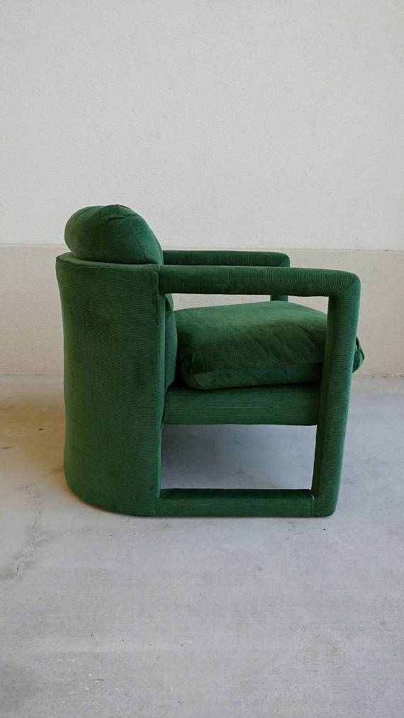 green milo baughman chair