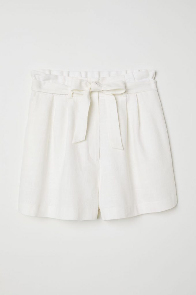 white paper bag shorts