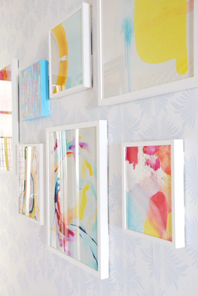 minted-gallery-wall-in-yellow-blue-pink