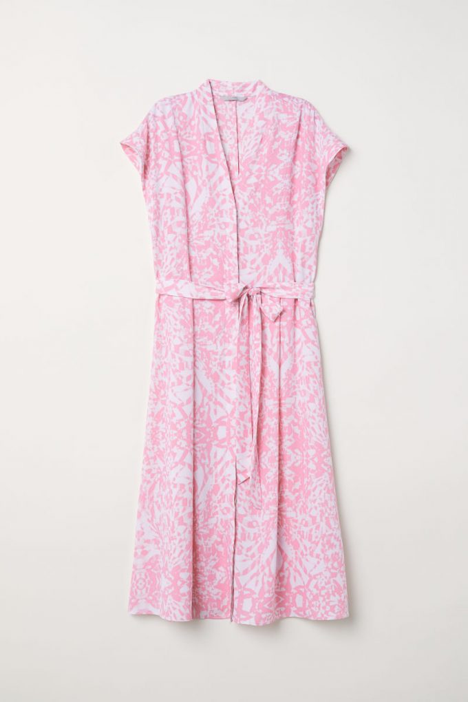 pink patterned wrap dress hm
