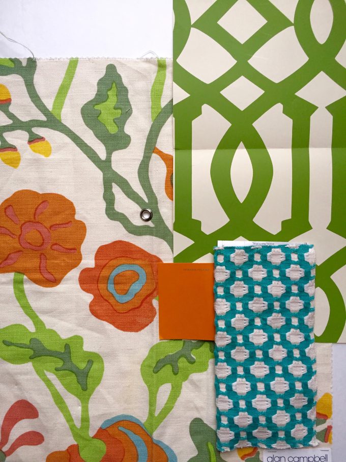 pattern play combination orange, aqua and green