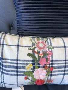 plaid pillow for floral applique