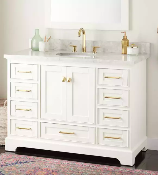 signature-hardware-white-48"-vanity-base-with-marble-countertop