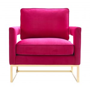 pink velvet chair with brass legs