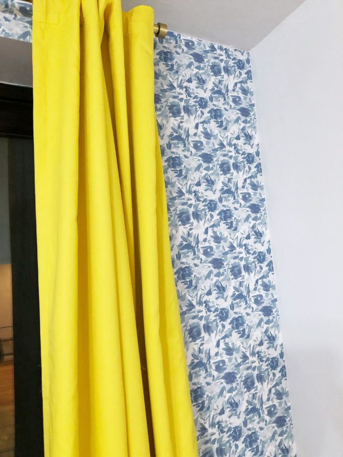 yellow-curtains-for-floral-wallpaper